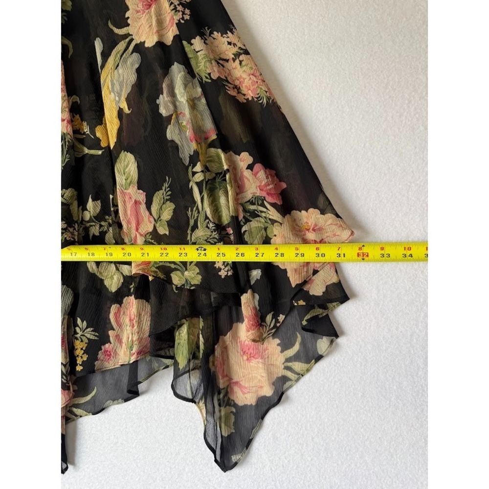 Lauren Ralph Lauren Skirt Women 10P  Floral Chiffon Layered Asymmetrical Hem - Picture 8 of 13